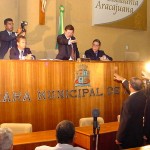 Novos vereadores tomam posse e recebem os cumprimentos do prefeito - Fotos: Wellington Barreto  AAN