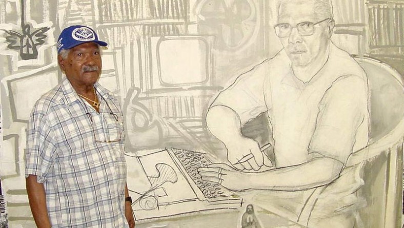 Exposição sobre vida e obra de Santo Souza na Clodomir Silva recebe a visita do homenageado