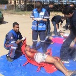 Equipe do Samu realiza treinamento de resgate nas arquibancadas do PréCaju - Simulado na área do Précaju