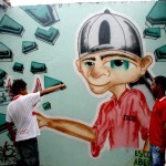 Alunos da Antônio Fontes Freitas transformam paredes em obras de arte - Foto: Juarez Silveira/SEED