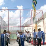 Alunos festejam reforma e ampliação do Colégio Estadual Poeta José Sampaio - A quadra de esportes também foi reformada