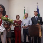 Déda participa da cerimônia de transmissão de cargo à primeiradama Eliane Aquino - A exsecretária da Inclusão e agora secretária adjunta Maria Luci