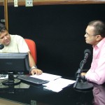 Comitiva da Cohidro concede entrevista à Rádio Educadora de Frei Paulo - Fotos: Ascom/Cohidro