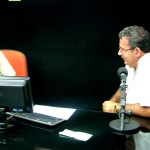 Comitiva da Cohidro concede entrevista à Rádio Educadora de Frei Paulo - Fotos: Ascom/Cohidro