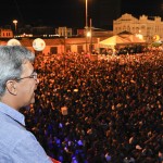 Déda acompanha show de aniversário da capital ao lado do prefeito Edvaldo e do senador Wellington Dias -