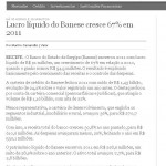 Jornal Valor Econômico destaca lucro do Banese em 2011 - Imagem: Divulgação