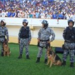 Trabalho especializado da PM garante paz nos estádios no Sergipão 2012 -