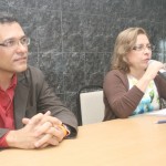 Professores participam do Encontro Estadual do Ensino Médio Inovador - A professora Hortencia Araujo entre os professores Paulo Rego e Izabel Ladeira