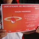 Parcerias contribuem com mais de 150 campanhas de doação de sangue - Colaboradores da Viação Progresso na recepção da Coleta do Hemose