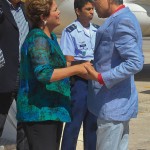 Dilma é recepcionada pelo governador Marcelo Déda no aeroporto de Aracaju -