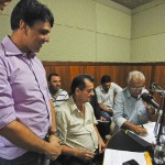 Jackson assina ordem de serviço e concede entrevista em Lagarto - O governador Jackson Barreto e o radialista JC